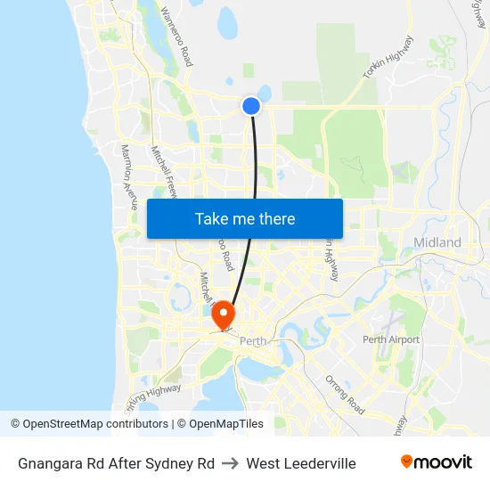 Gnangara Rd After Sydney Rd to West Leederville map