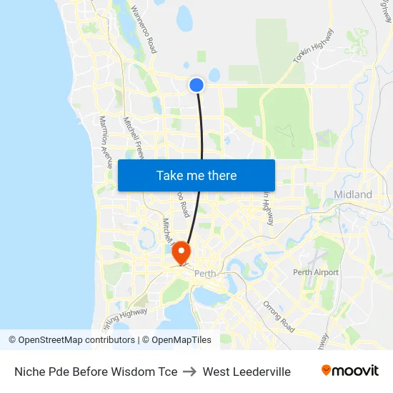 Niche Pde Before Wisdom Tce to West Leederville map