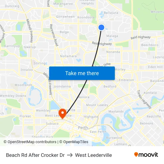 Beach Rd After Crocker Dr to West Leederville map