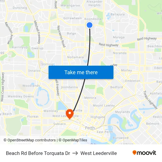 Beach Rd Before Torquata Dr to West Leederville map