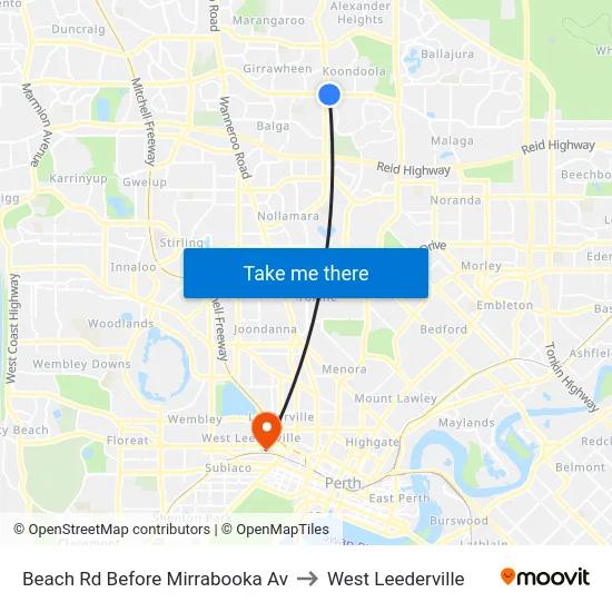 Beach Rd Before Mirrabooka Av to West Leederville map