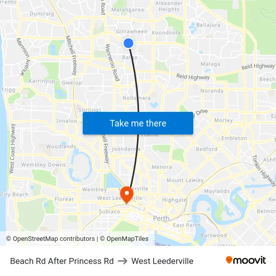 Beach Rd After Princess Rd to West Leederville map