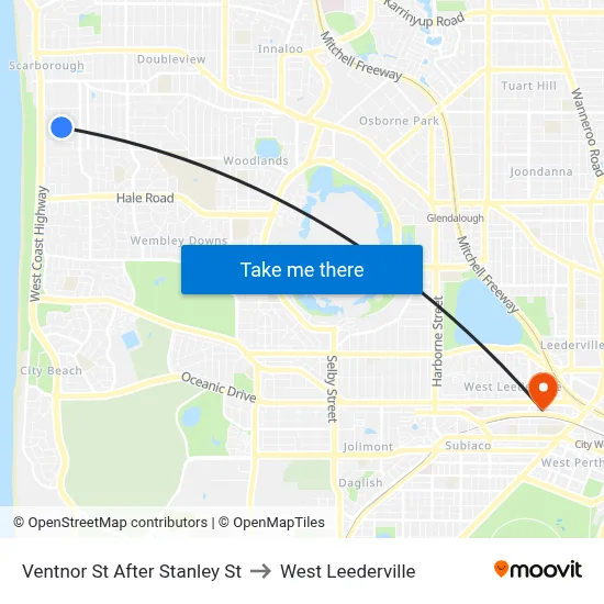 Ventnor St After Stanley St to West Leederville map