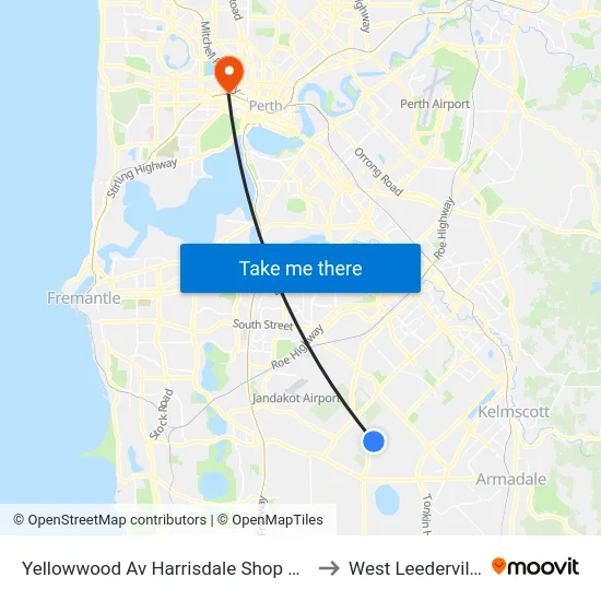 Yellowwood Av Harrisdale Shop Ctr to West Leederville map