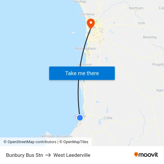Bunbury Bus Stn to West Leederville map