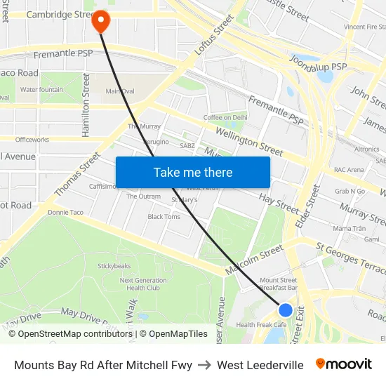 Mounts Bay Rd After Mitchell Fwy to West Leederville map
