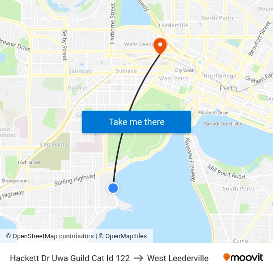 Hackett Dr Uwa Guild Cat Id 122 to West Leederville map