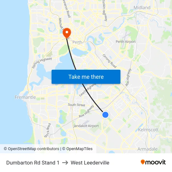 Dumbarton Rd Stand 1 to West Leederville map