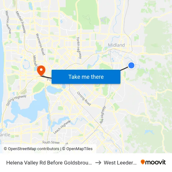 Helena Valley Rd Before Goldsbrough Ent to West Leederville map