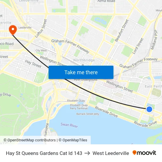 Hay St Queens Gardens Cat Id 143 to West Leederville map