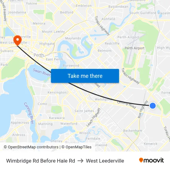 Wimbridge Rd Before Hale Rd to West Leederville map