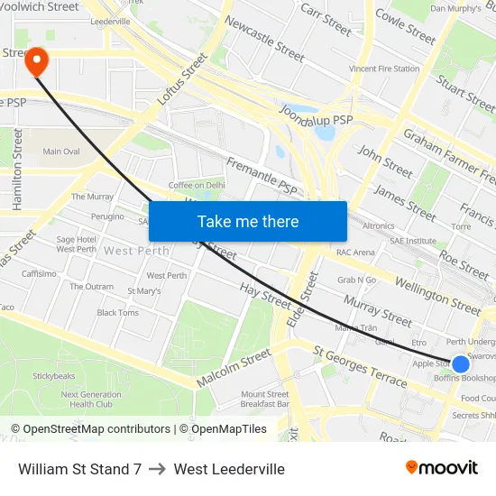 William St Stand 7 to West Leederville map