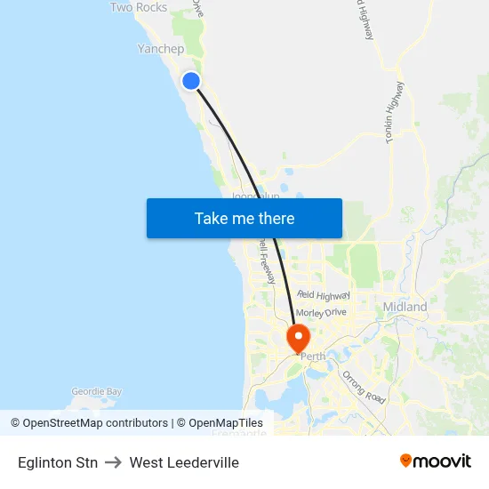 Eglinton Stn to West Leederville map