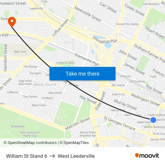 William St Stand 6 to West Leederville map