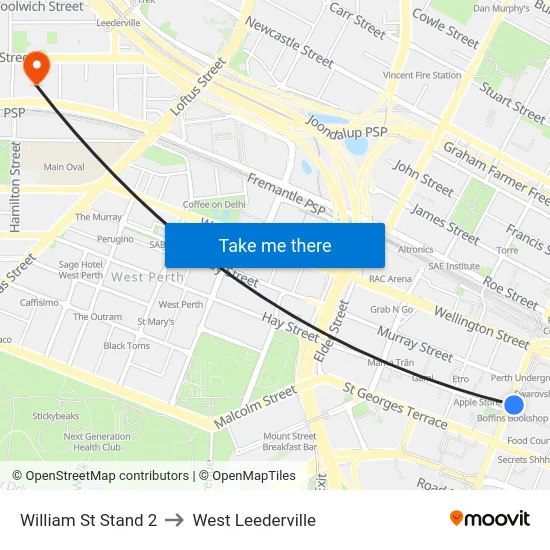 William St Stand 2 to West Leederville map