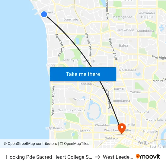 Hocking Pde Sacred Heart College Stand 1 & 2 to West Leederville map