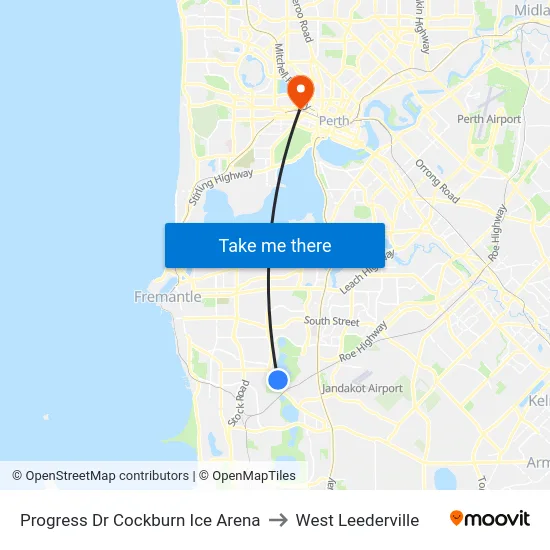 Progress Dr Cockburn Ice Arena to West Leederville map