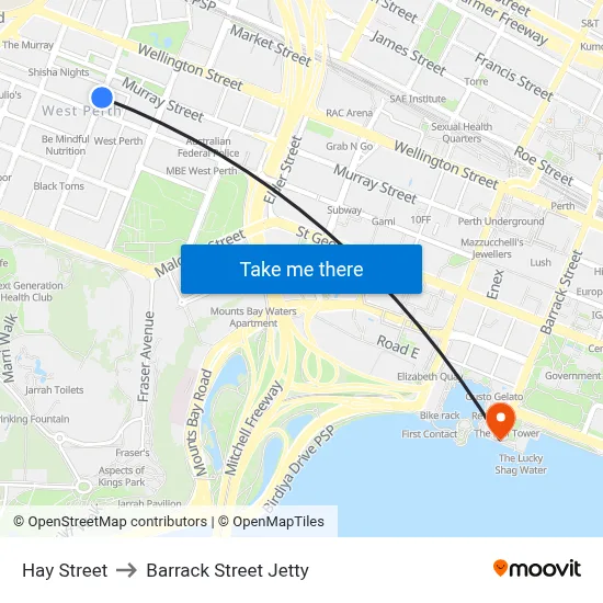 Hay Street to Barrack Street Jetty map