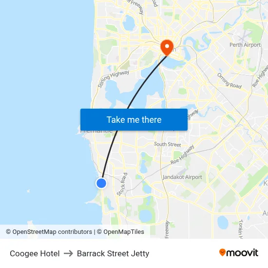 Coogee Hotel to Barrack Street Jetty map