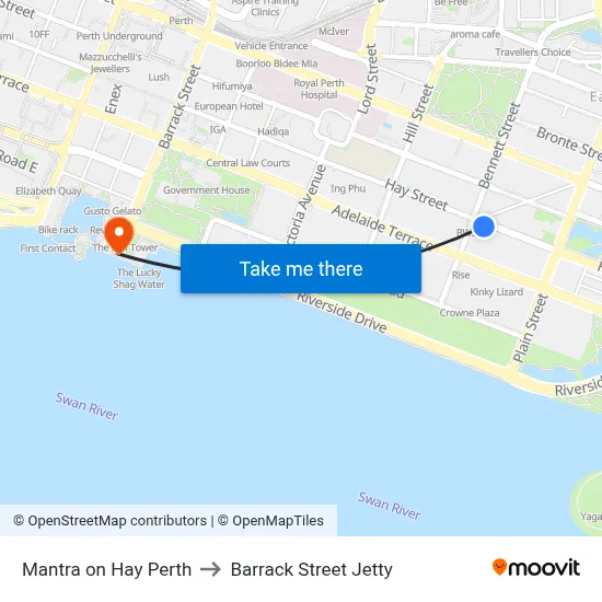 Mantra on Hay Perth to Barrack Street Jetty map