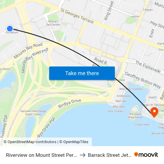 Riverview on Mount Street Perth to Barrack Street Jetty map