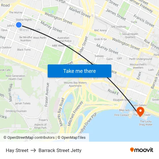Hay Street to Barrack Street Jetty map