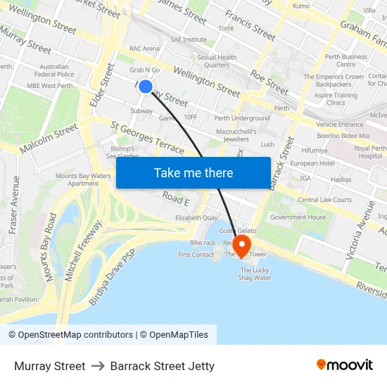 Murray Street to Barrack Street Jetty map