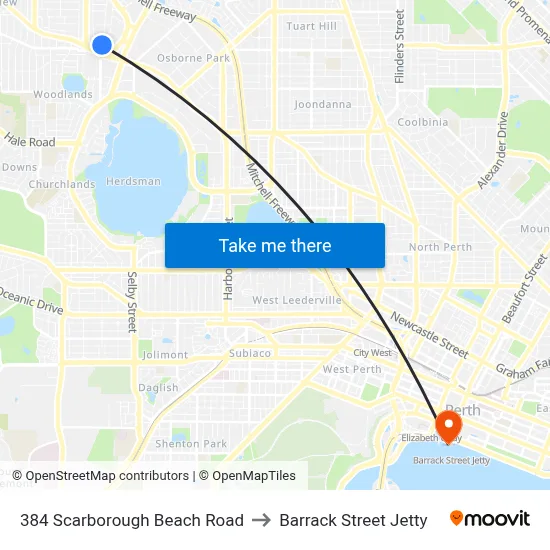 384 Scarborough Beach Road to Barrack Street Jetty map