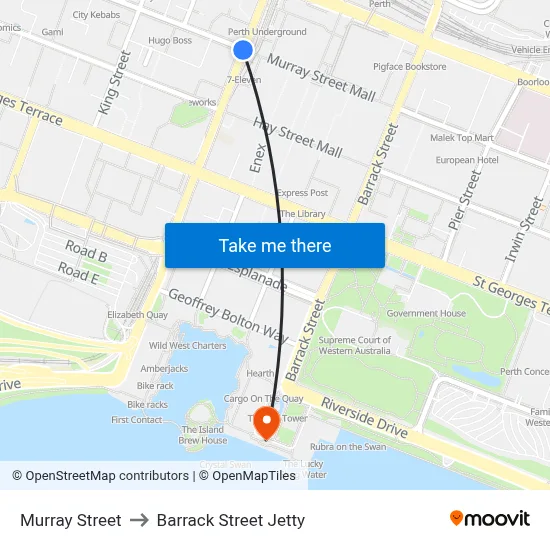 Murray Street to Barrack Street Jetty map