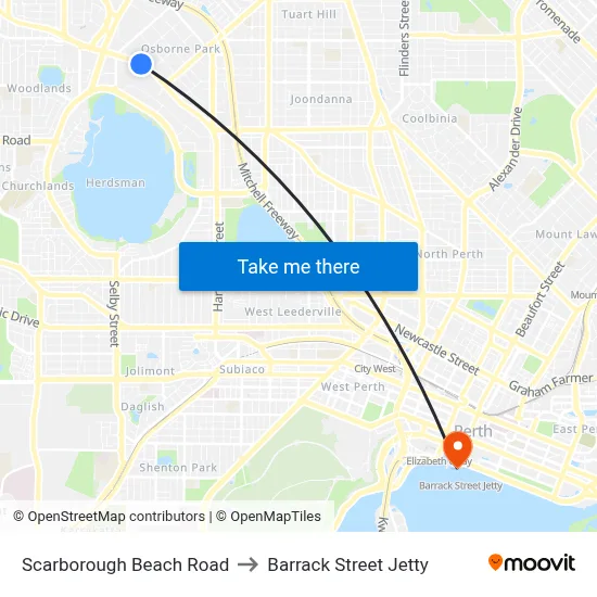 Scarborough Beach Road to Barrack Street Jetty map
