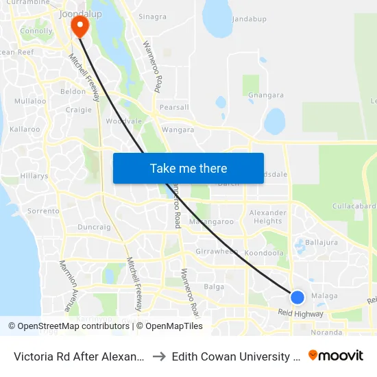 Victoria Rd After Alexander Dr to Edith Cowan University (ECU) map