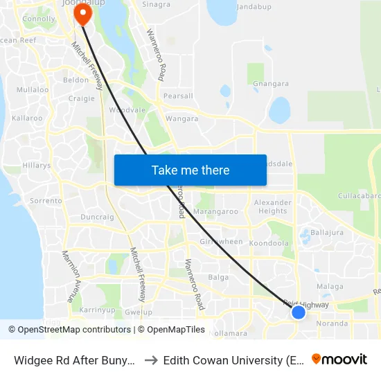 Widgee Rd After Bunya St to Edith Cowan University (ECU) map