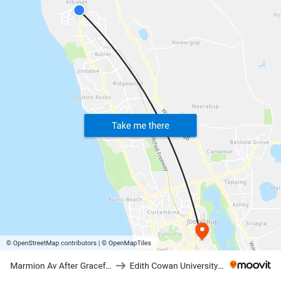 Marmion Av After Graceful Bvd to Edith Cowan University (ECU) map