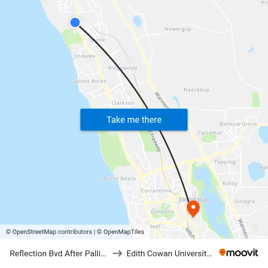 Reflection Bvd After Pallium Way to Edith Cowan University (ECU) map