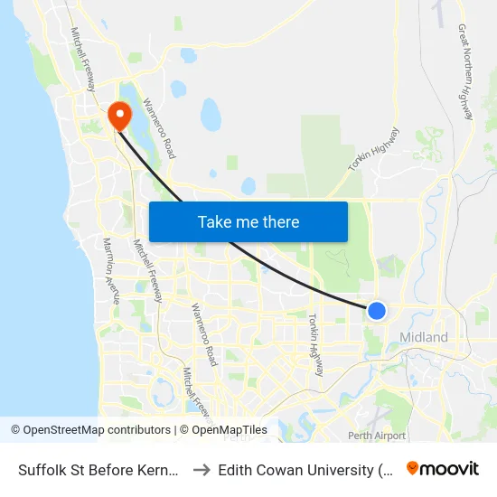 Suffolk St Before Kerner Av to Edith Cowan University (ECU) map
