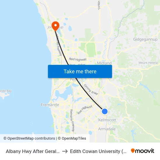 Albany Hwy After Gerald St to Edith Cowan University (ECU) map