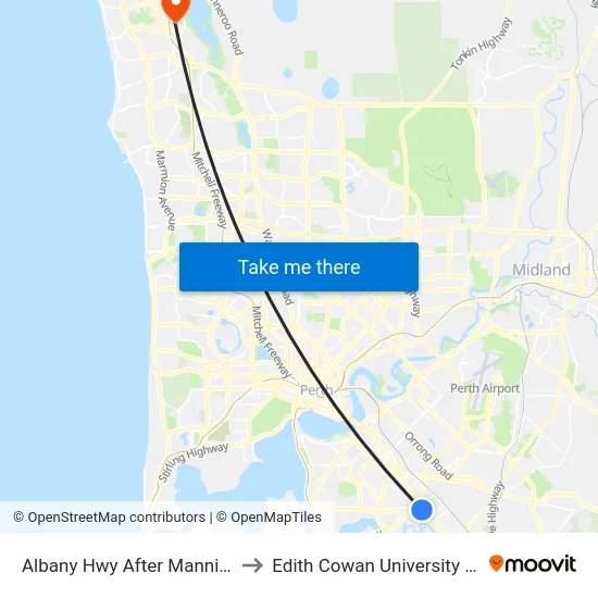 Albany Hwy After Manning Rd to Edith Cowan University (ECU) map