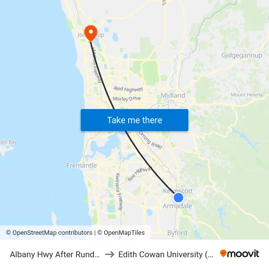 Albany Hwy After Rundle St to Edith Cowan University (ECU) map