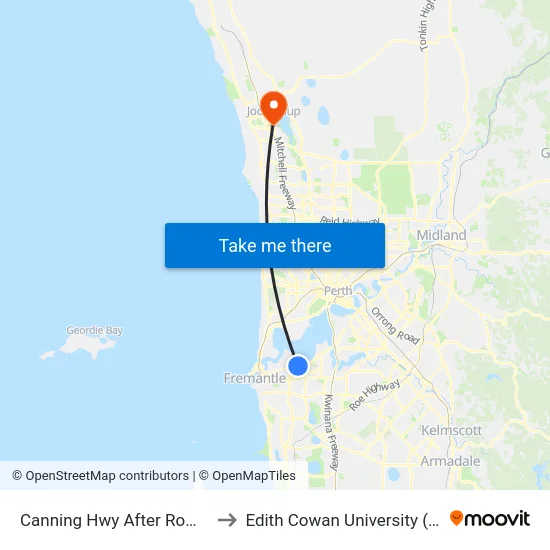 Canning Hwy After Rome Rd to Edith Cowan University (ECU) map