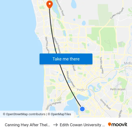 Canning Hwy After Thelma St to Edith Cowan University (ECU) map