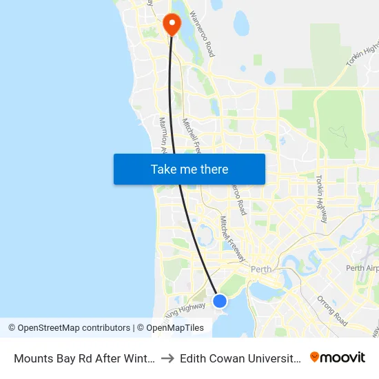 Mounts Bay Rd After Winthrop Av to Edith Cowan University (ECU) map