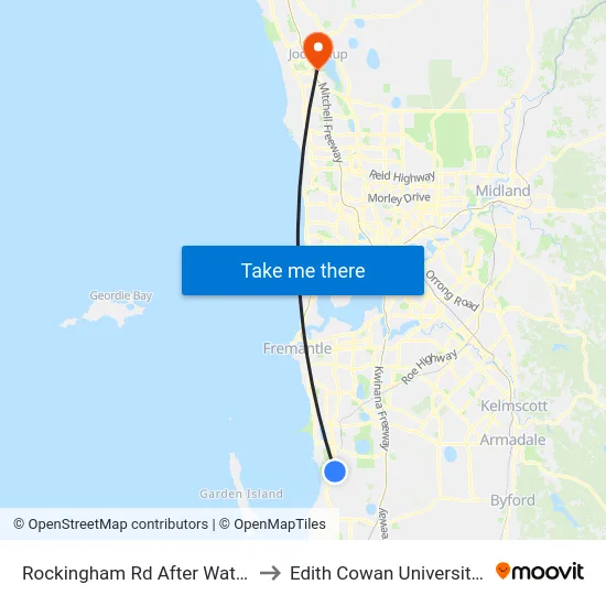 Rockingham Rd After Wattleup Rd to Edith Cowan University (ECU) map
