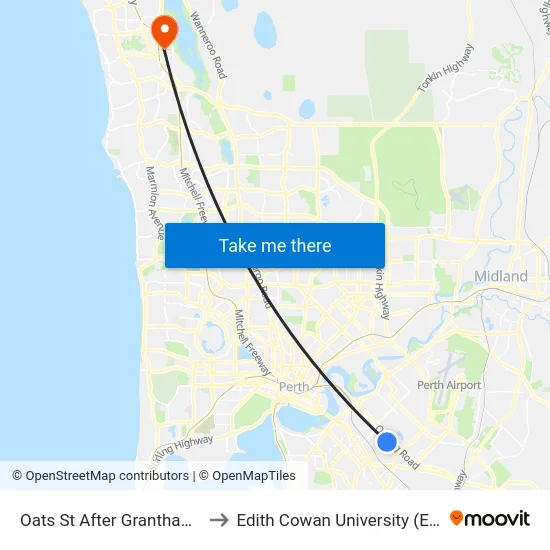 Oats St After Grantham Pl to Edith Cowan University (ECU) map