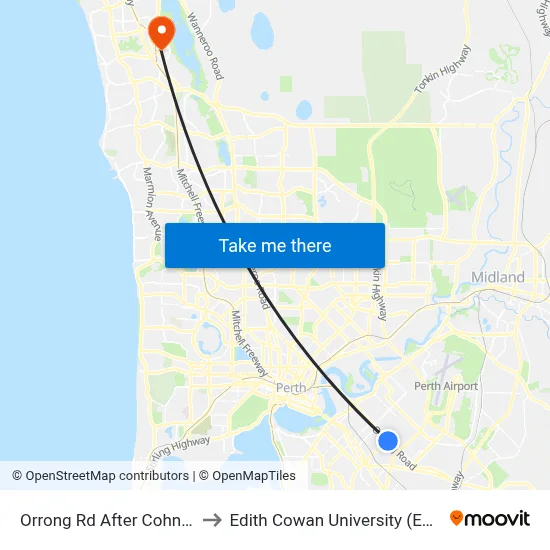 Orrong Rd After Cohn St to Edith Cowan University (ECU) map