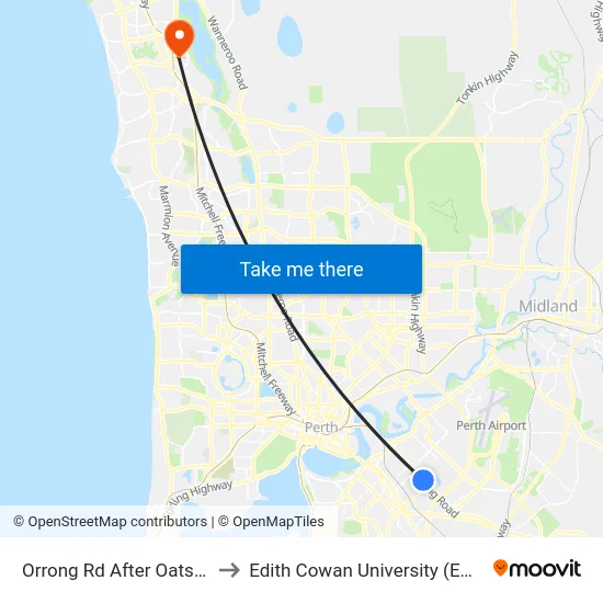 Orrong Rd After Oats St to Edith Cowan University (ECU) map