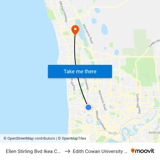 Ellen Stirling Bvd Ikea Cat Id 2 to Edith Cowan University (ECU) map