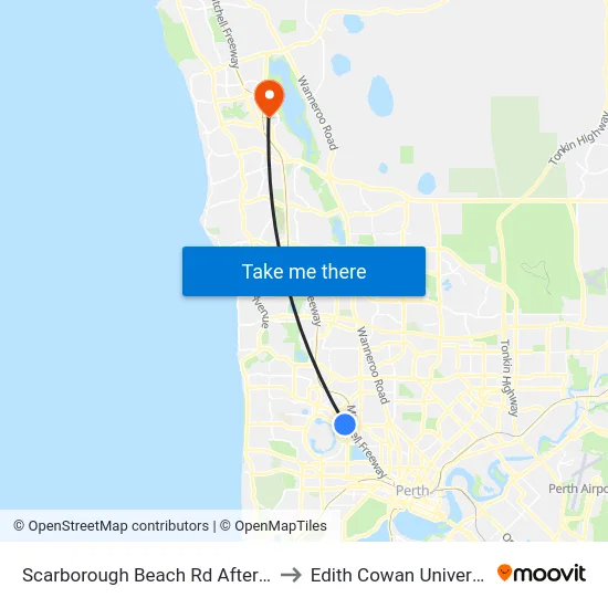 Scarborough Beach Rd After Harborne St to Edith Cowan University (ECU) map