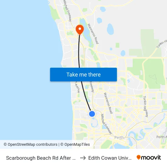 Scarborough Beach Rd After Ellen Stirling Bvd to Edith Cowan University (ECU) map