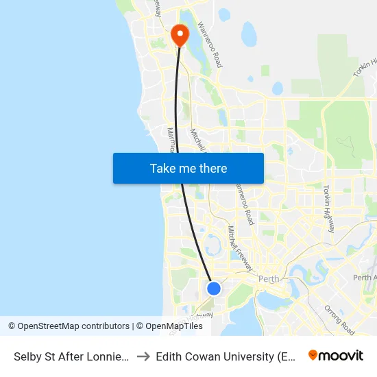 Selby St After Lonnie St to Edith Cowan University (ECU) map