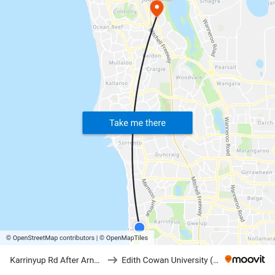 Karrinyup Rd After Arnott St to Edith Cowan University (ECU) map